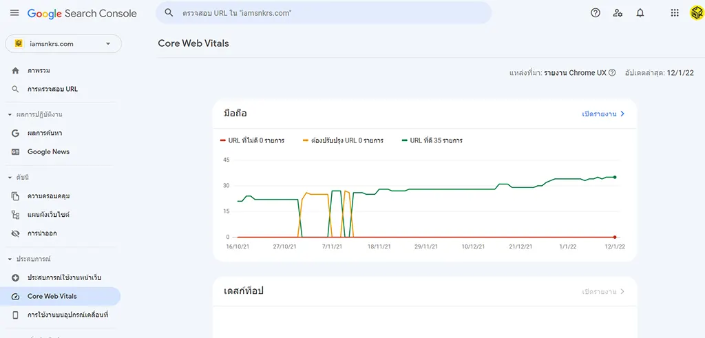 การเช็คข้อมูล Core Web Vitals เพิ่มเติม ใน Google Search Console