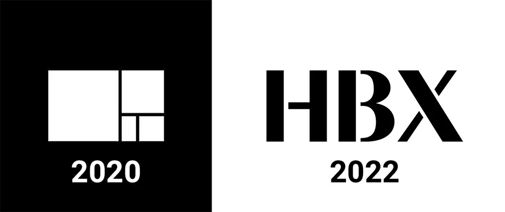 โลโก้ HBX แบบเดิม 2020 และแบบใหม่ 2002 (ปัจจุบัน)