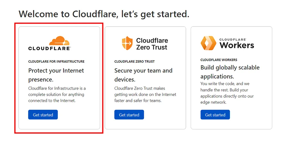 เลือก Cloudflare for infrastructure สำหรับการใช้งานสำหรับเว็บไซต์ทั่วไป