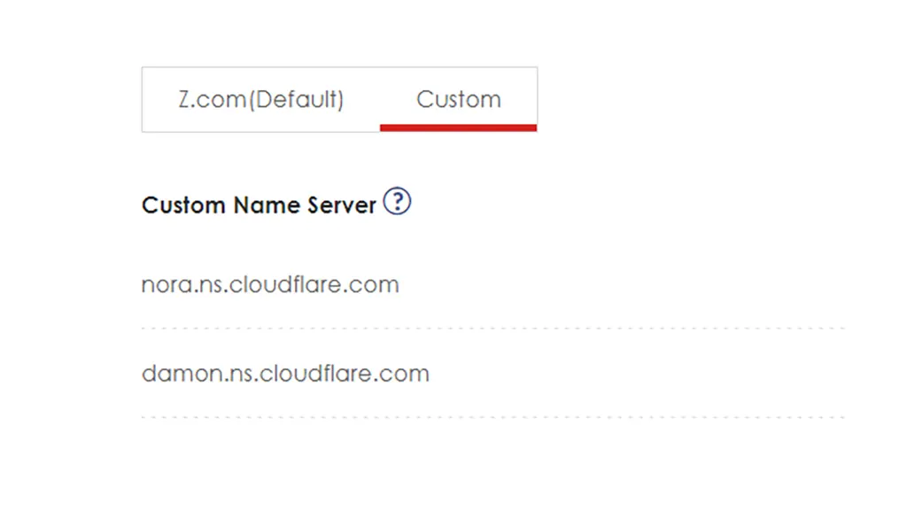 ตัวอย่าง เนมเซอร์เวอร์ (nameservers) ใหม่ของ Cloudflare