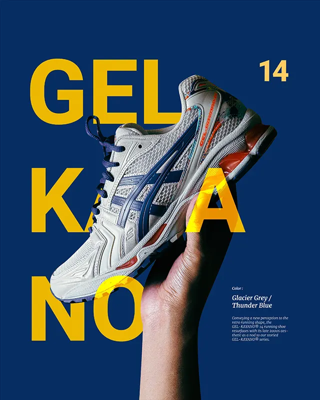 ASICS GEL-KAYANO 14 สี Glacier Grey / Thunder Blue